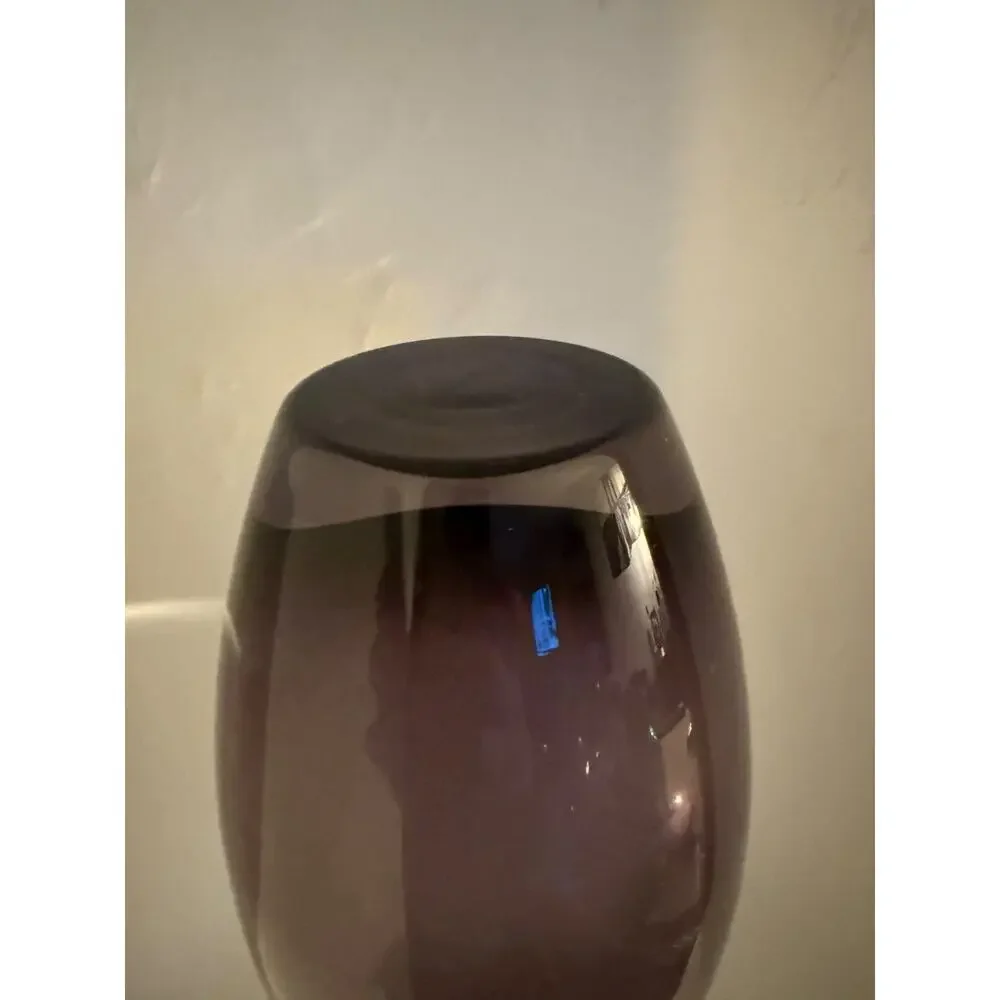 ✨ KROSNO Art Glass Flower Vase – Plum / Smoke – Poland ✨